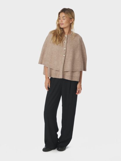 Josei double knit cape,Beige melange - Image 5