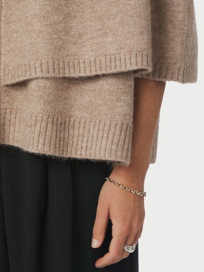 Josei double knit cape,Beige melange - Image 6