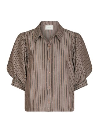 Etta soft stripe stone shirt, brown