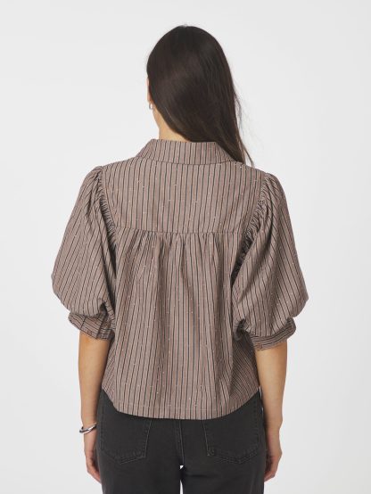 Etta soft stripe stone shirt, brown - Image 3