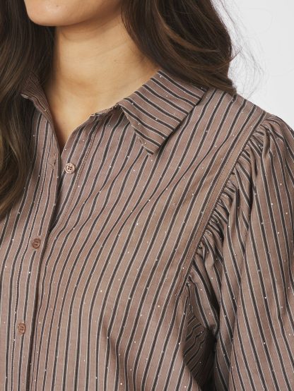Etta soft stripe stone shirt, brown - Image 4