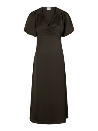 Illana Heavy Sateen Dress, dark brown