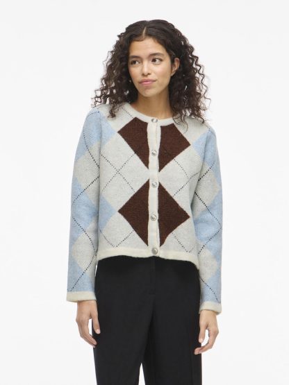 VIKAYLA O-NECK L/S CHECK KNIT CARDI/BFS - Image 2