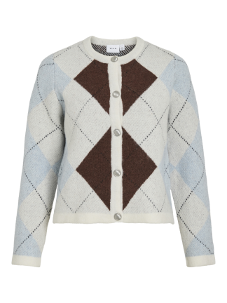 VIKAYLA O-NECK L/S CHECK KNIT CARDI/BFS