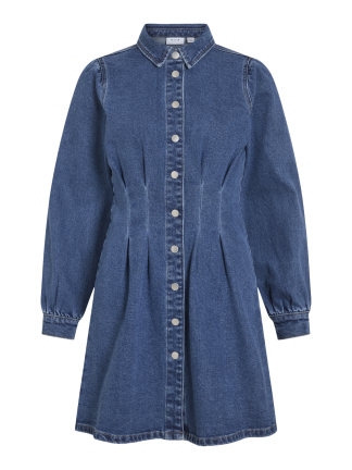 Visol L/s Pleat Denim Dress Mbd/ln