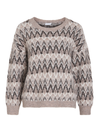 VIMARGI O-NECK L/S JACQUARD KNIT TOP