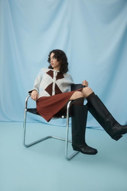 VIKAYLA O-NECK L/S CHECK KNIT CARDI/BFS - Image 5