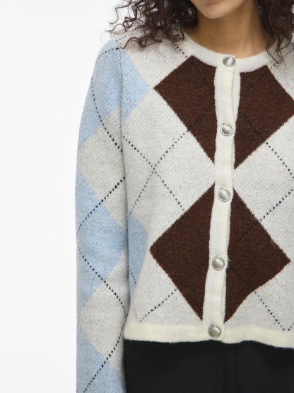 VIKAYLA O-NECK L/S CHECK KNIT CARDI/BFS - Image 6