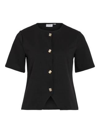 Vikamille S/s O-Neck Button Top #7