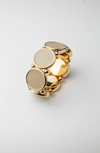Ava elastic bracelet, gold w beige