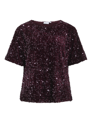 VIFAITH O-NECK S/S SEQUIN TOP/1