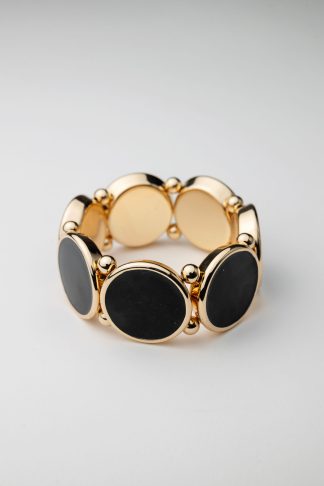 Ava elastic bracelet, gold w black