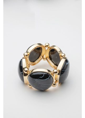 Vale elastic bracelet, gold w black