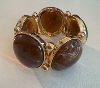 Vale elastic bracelet, gold w brown