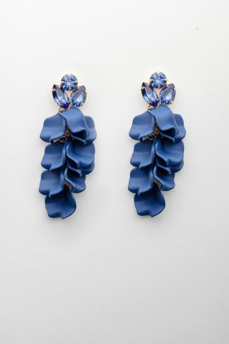 Leaf stone earrings, navy