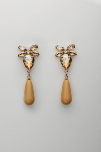 Stone drop earrings, beige