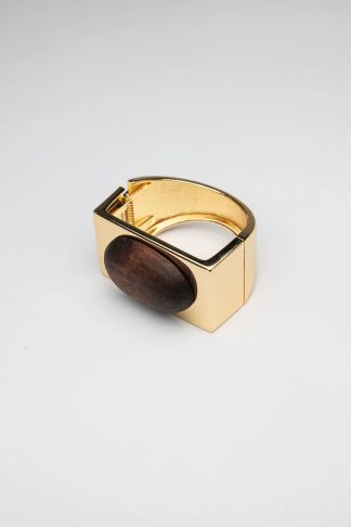 Bon oval bracelet, gold w brown