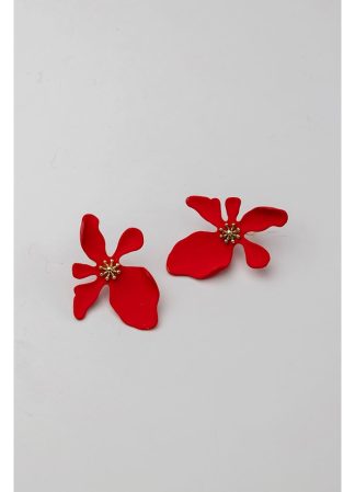 Flower earrings Red