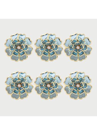 Button covers blå stor blomst