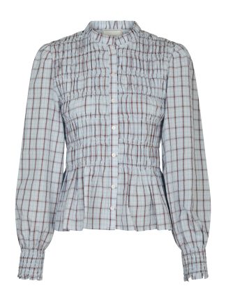 Mocca Smock Check Blouse