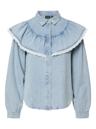 Pcbirke Ls Ruffle Denim Shirt