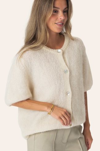 IdaIc cardigan ss kort arm,White