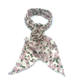 Skjerf med blomst rosa/grønn blomster