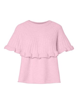 Pcbei Ss O-Neck Frill Knit Bc