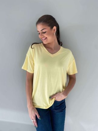 T-skjorte V-hals, gul