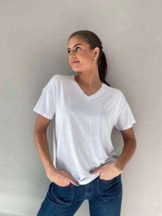 T-skjorte V-hals, hvit