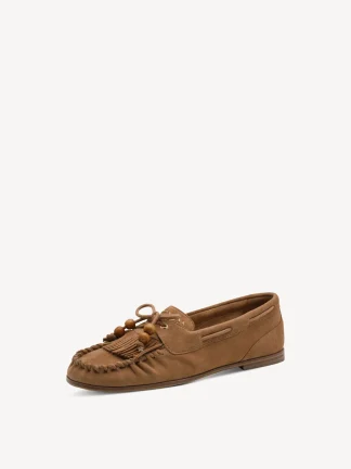 Loafer m/treperler, semsket skinn, camel