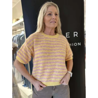 Elenora genser kort erme rosa/gul