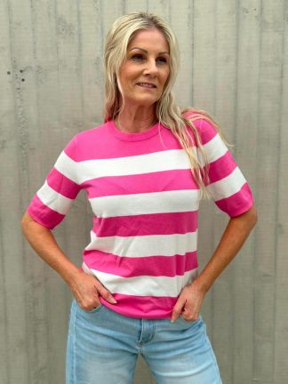 Mia genser light pink/hvit