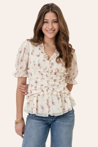 ArielIC bluse Off white vintage rose