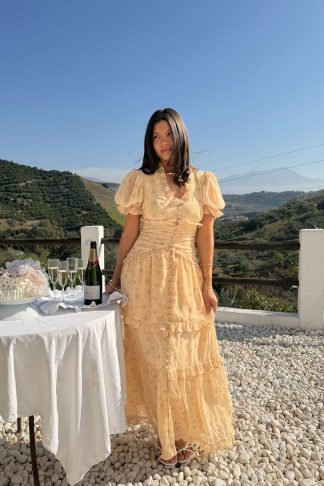 ArielIC Long DressYelloiw Flower Print