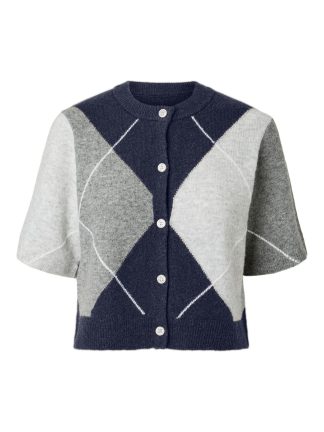 Pcsally Ss Knit Check Cardigan Bc