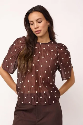 DitaCC Dot bluse brun/prikker