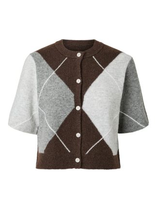 Pcsally Ss Knit Check Cardigan Bc