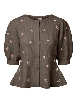 Pcsilly Ss Puff Emb Knit Cardigan Bc