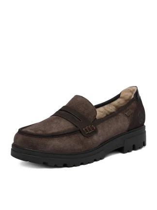 Semsket brun loafer m/teddyfòr