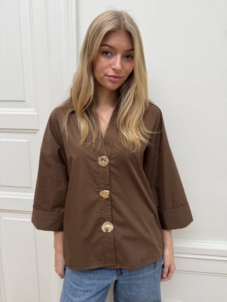 Augusta Big Gold Button Brown