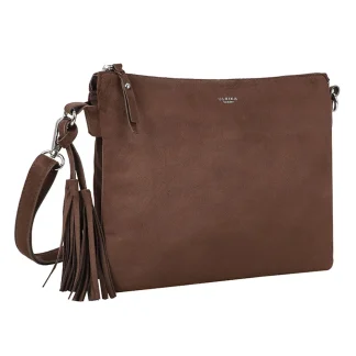 Brun firkantet veske m/dusk, nubuck