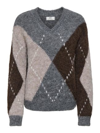 Jdyzoey L/s Vn Argyle Pullover Knt Noos