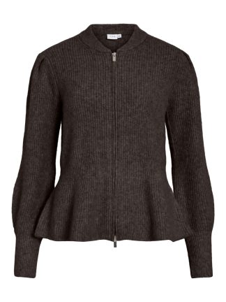 Vigracie L/s Peplum Zip Knit Cardi/pb/rn