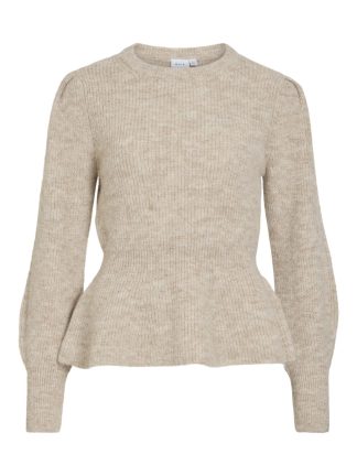 Vigracie O-Neck L/s Peplum Knit Top/pb