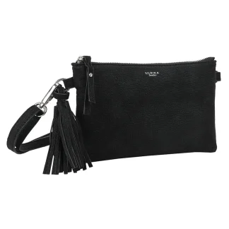 Liten firkantet veske m/dusk, sort nubuck
