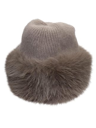 Lue med stor pelskant Beige