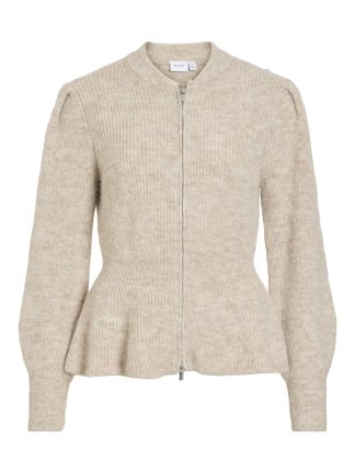 Vigracie L/s Peplum Zip Knit Cardi/pb/rn