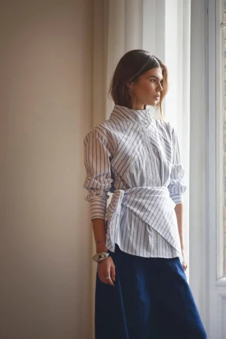 SomoCC Stripe Funnel Neck Shirt