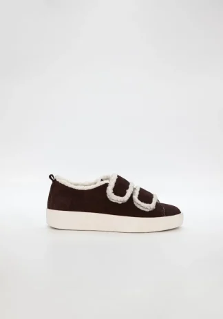 Sko m borrelås og teddy Dark Brown